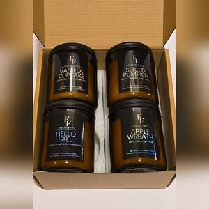 NEW In Box Fragrflowing Set Of 4 Fall 7oz Candles Fall Scents